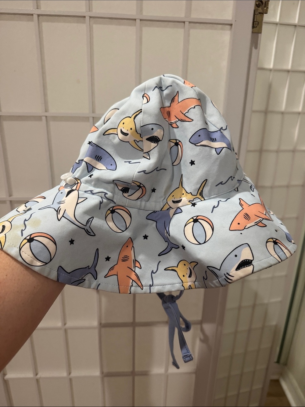 Caden Lane Kids Shark Print Sun Hat - Light Blue